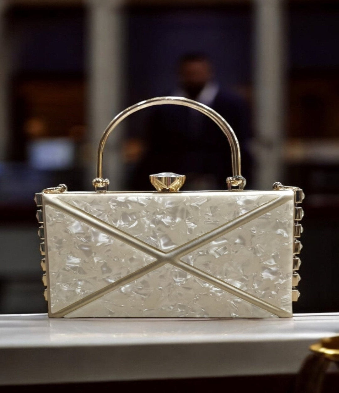 Textured ethnic box clutch