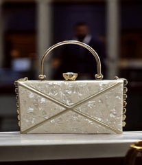 Textured ethnic box clutch
