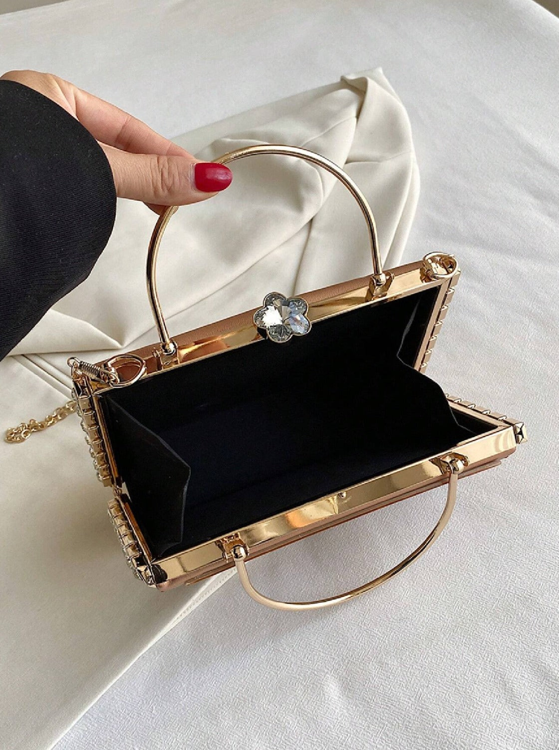 Textured ethnic box clutch