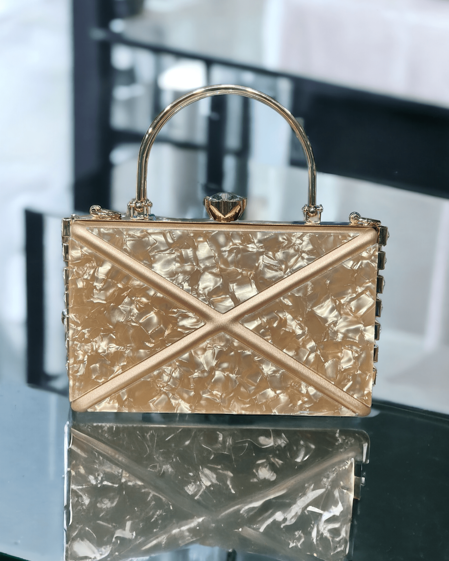 Textured ethnic box clutch - Flengo